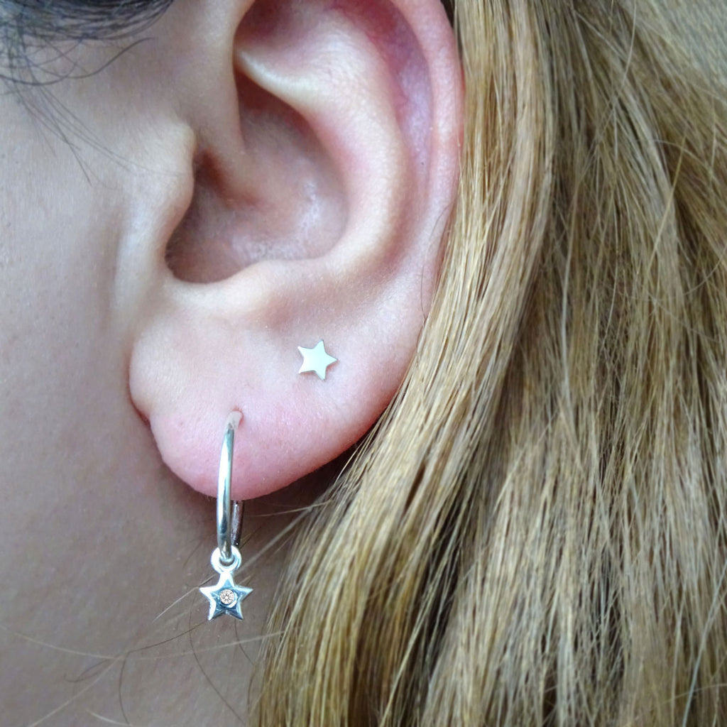 Star Sparkle | Oorringen 925 zilver | 14 mm