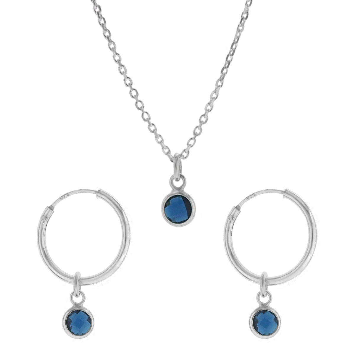 Celeste | Set ketting en oorringen met blauwe zirkonia | 925 zilver