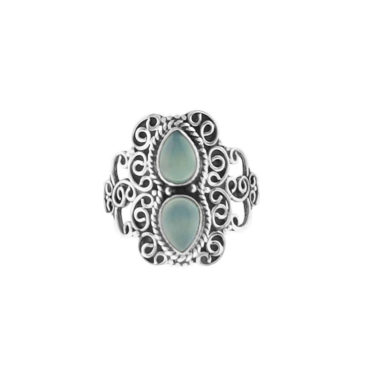 Mirza | Ring 925 zilver met edelsteen chalcedoon (blauw)