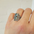 Mirza | Ring 925 zilver met edelsteen chalcedoon (blauw)