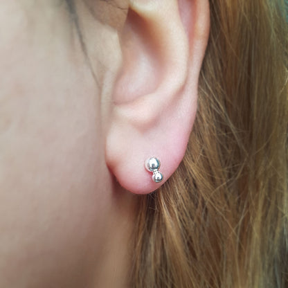 Studs bolletjes duo | Oorbellen 925 sterling zilver