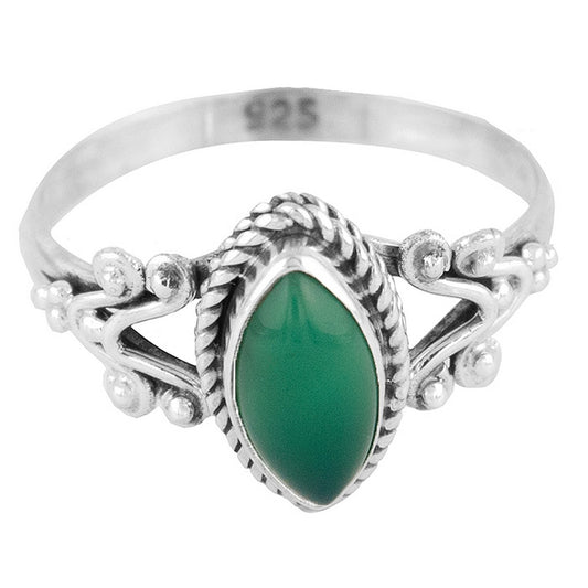 Rhona | Ring 925 zilver met groene onyx