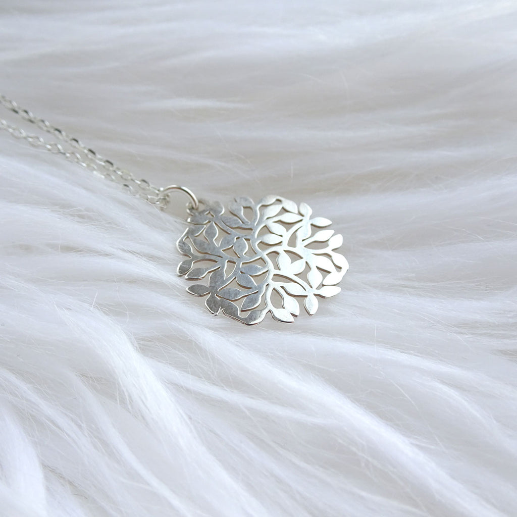 Ketting Boom Bladeren Rond | Ketting 925 zilver