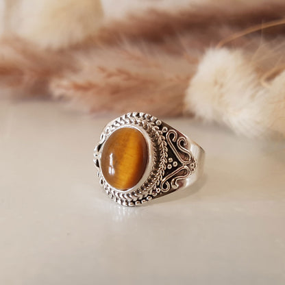 Sahara | Ring 925 zilver met edelsteen tijgeroog