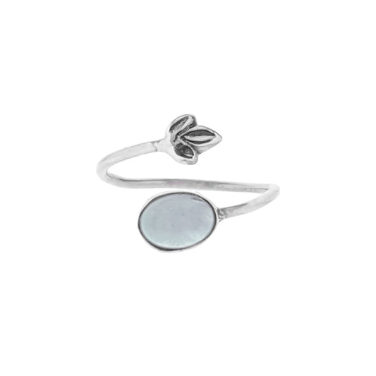 Adya | Ring 925 zilver met maansteen edelsteen | Verstelbaar
