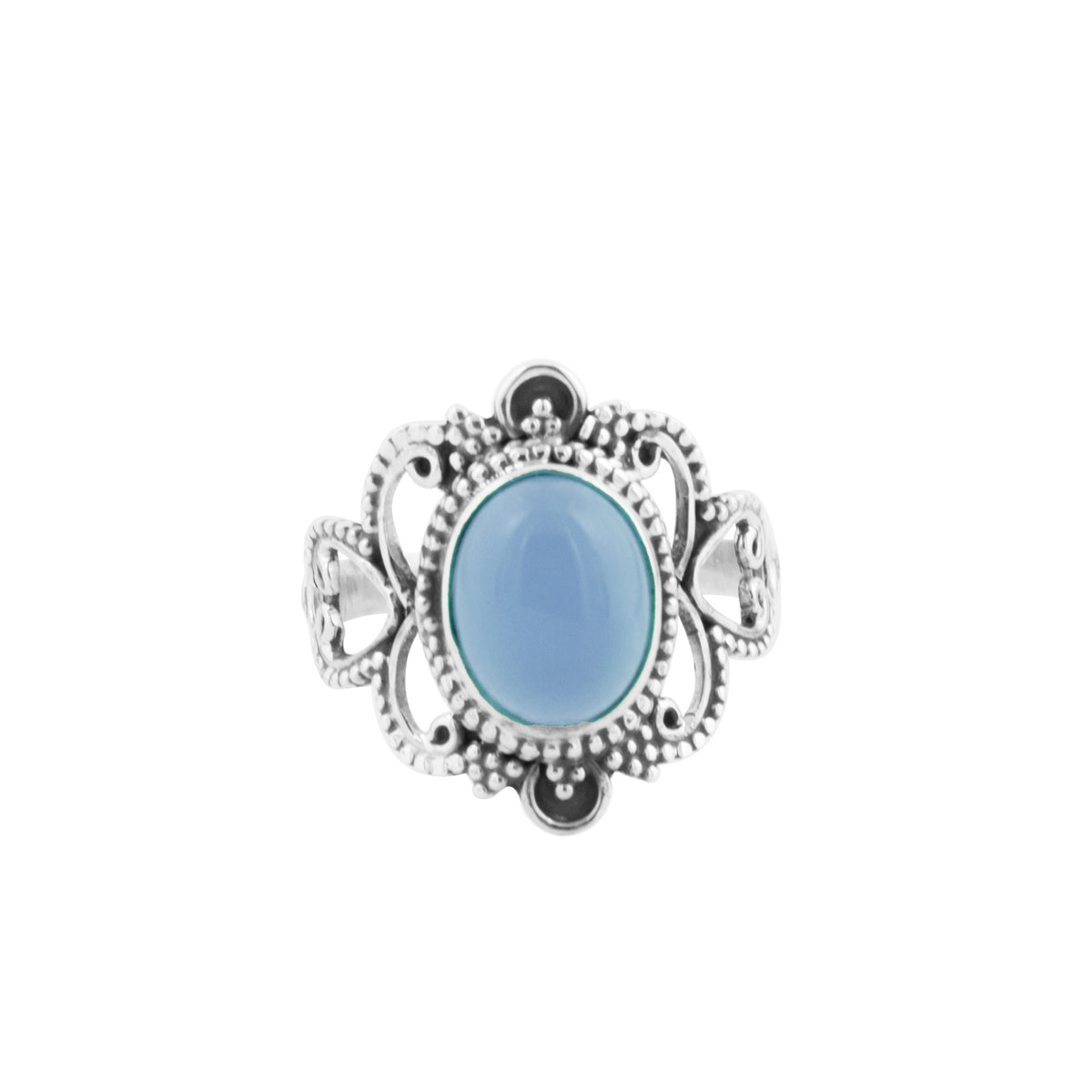 Ceara | Ring 925 zilver met chalcedoon (blauw)