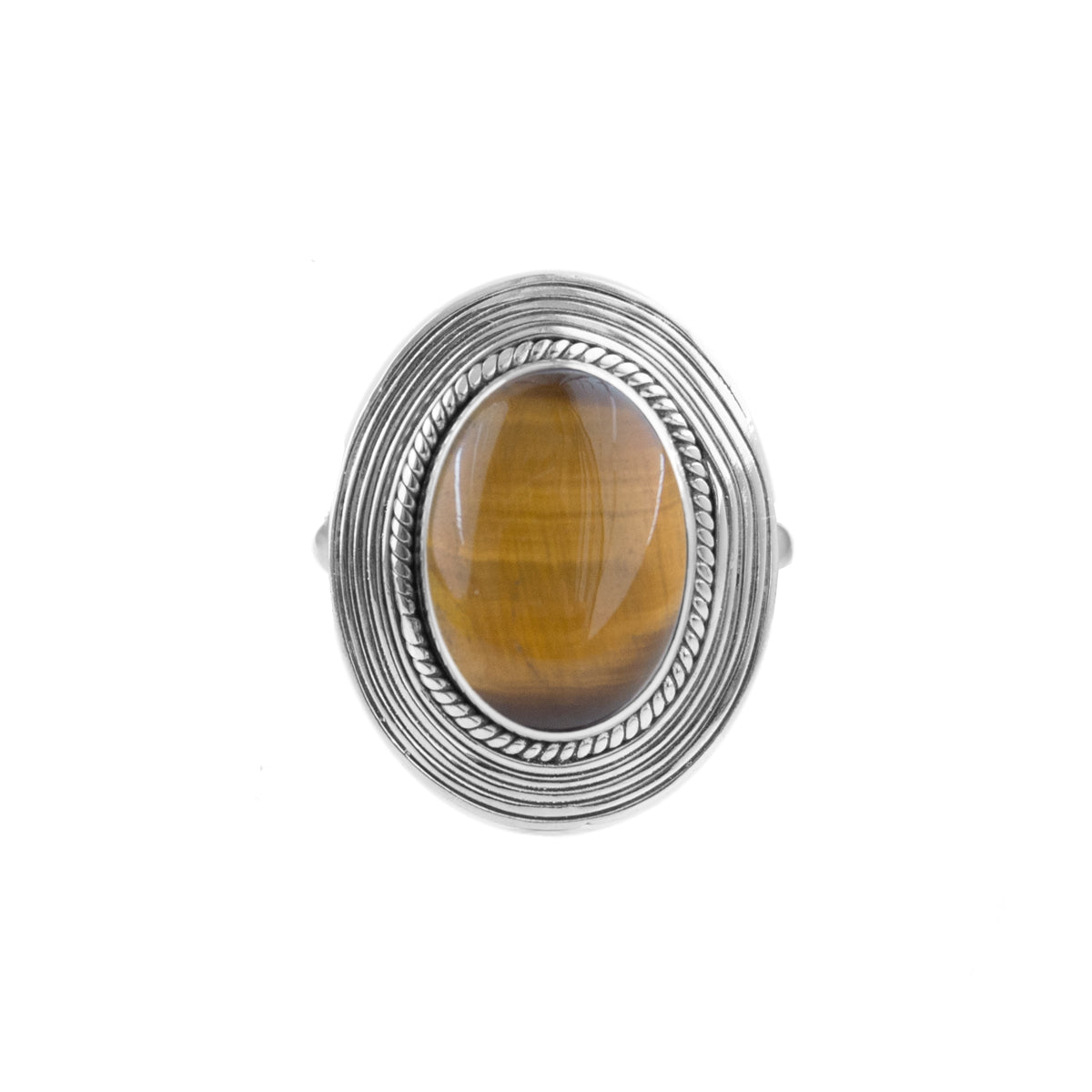 Dhyana | Ring 925 zilver met edelsteen tijgeroog