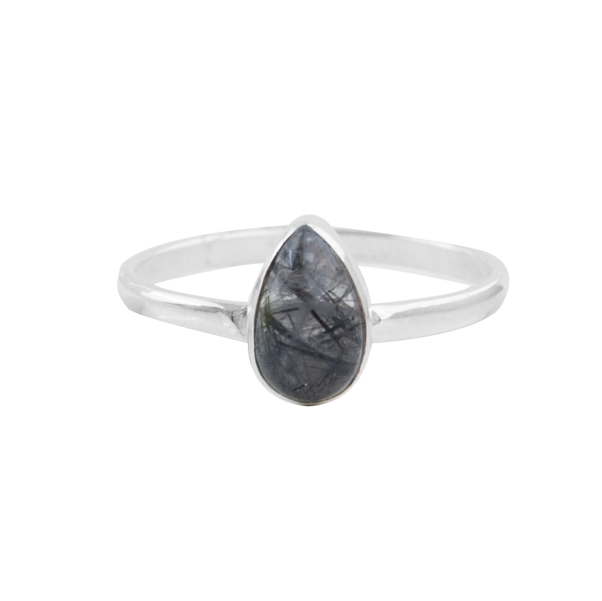 Dhara | Ring 925 zilver met zwarte rutielkwarts