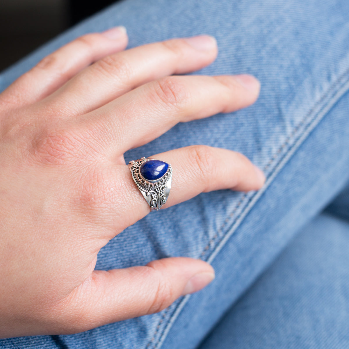 Treasa | Ring 925 zilver met edelsteen lapis lazuli