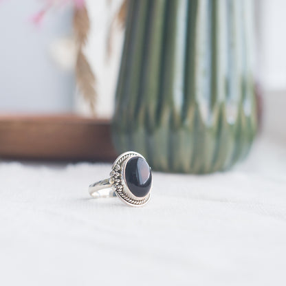 Nori | Ring 925 zilver met zwarte onyx