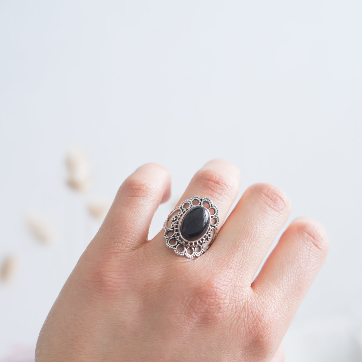 Nubia | Ring 925 zilver met edelsteen onyx (zwart)