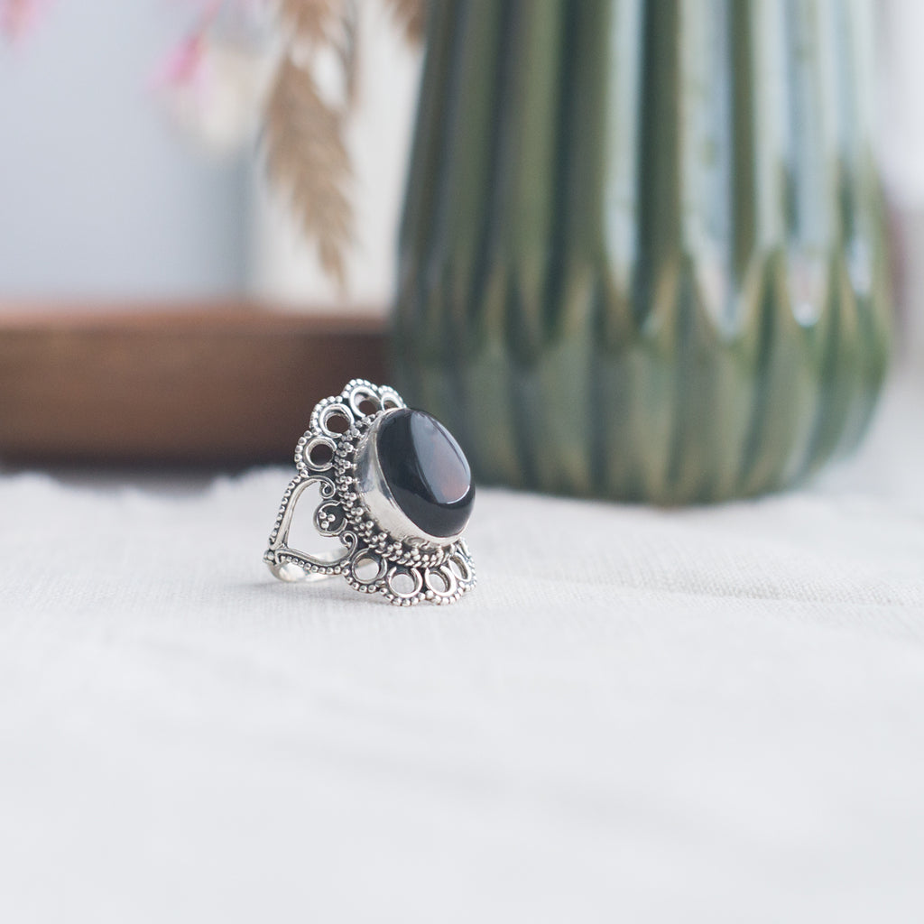 Nubia | Ring 925 zilver met edelsteen onyx (zwart)