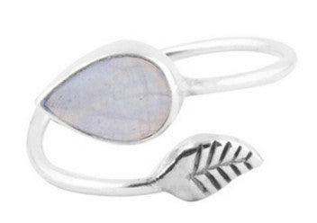 Hania | Ring 925 zilver met maansteen edelsteen | Verstelbaar in maat