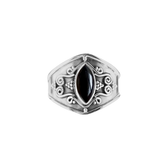 Hiral |  Ring 925 zilver met edelsteen onyx (zwart)
